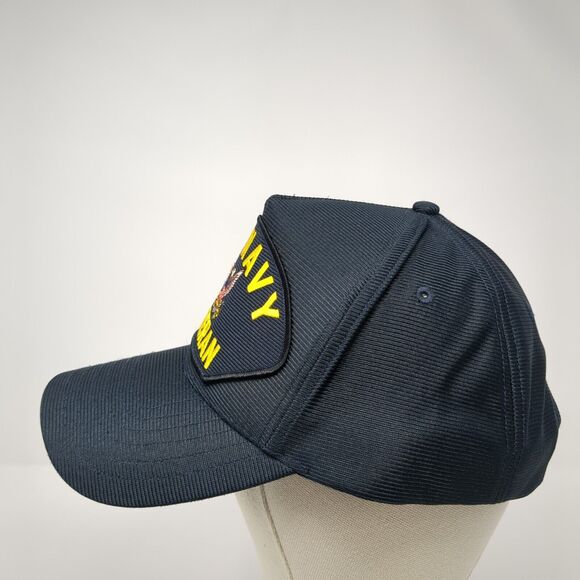 U.S Navy Veteran Snapback Hat Blue OS Adjustable Embroidered 6 Panel Eagle Crest - Picture 3 of 8